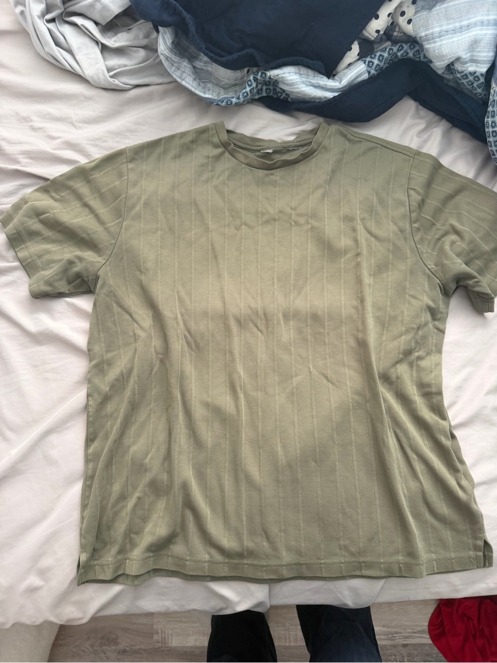 Men's Olive Ribbed Short-Sleeve T-Shirt